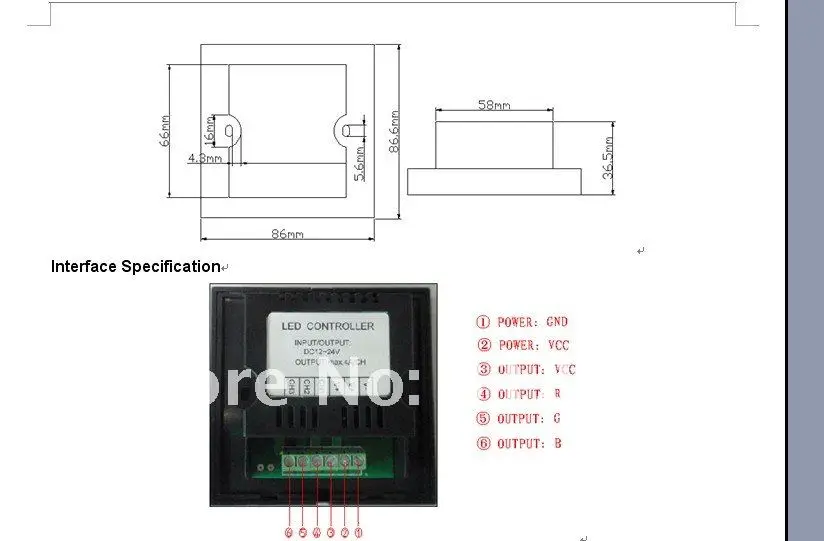 Светодиодный сенсорный RGB контроллер душевая панель, DC12-24V вход переменного тока, Макс 4A* 3 выходной канал; TM08