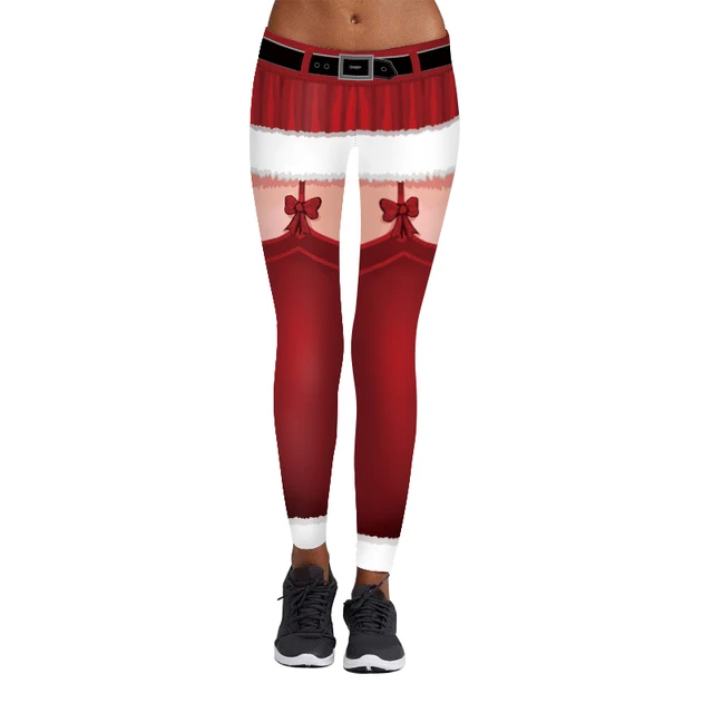 Christmas Leggings Sexy Santa Stretchy Pants Ladies Snowflake Legging