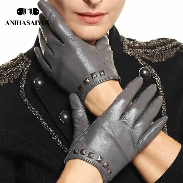 Gants d'hiver en cuir femme  Gants d'hiver en cuir de chèvre-Gants Femme  Haut-Aliexpress