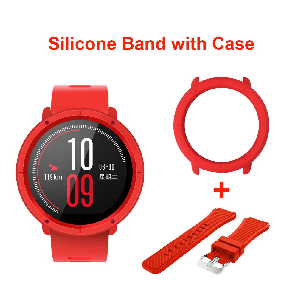 

SIKAI 22mm Soft Silicone Watch Band With Protective Case for Huami Amazfit Pace Bracelet +Case Smartwatch Band Wristband Straps