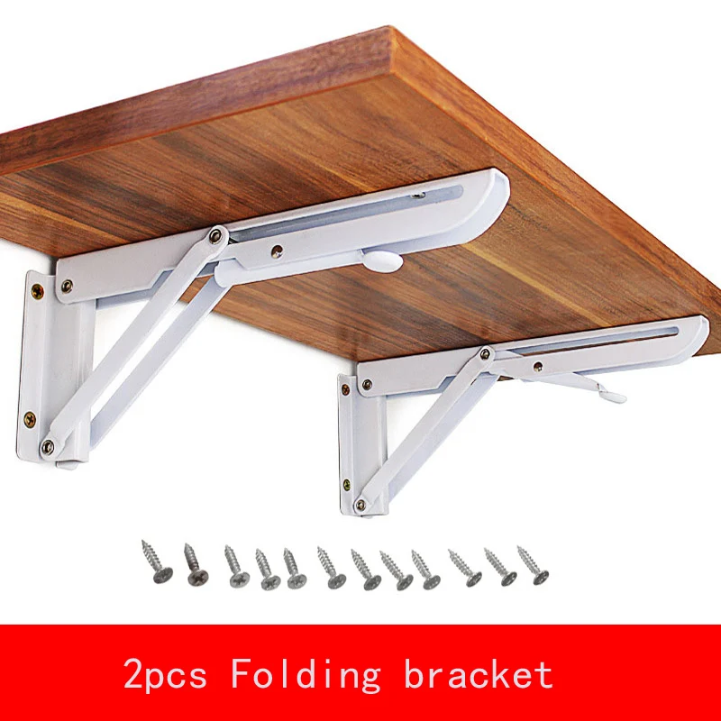 

2Pcs 8 10 12 inch Folding Bracket Triangular Metal Release Catch Support Bench Table Folding Shelf Bracket with install screws