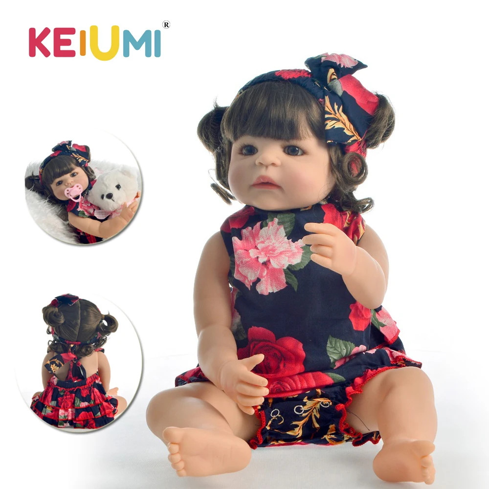 KEIUMI прекрасный Reborn Menina Boneca 55 см всего тела силиконовые 22 &quotReborn Baby Doll с завитками