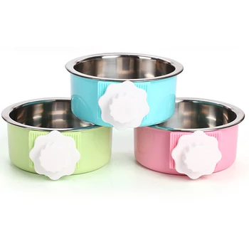 

Pet Supplies New 1Pcs Stainless Steel Pet Bowl Water Food Feeder Feeding Dog Puppy Cat Hanging Cage Round Bowls