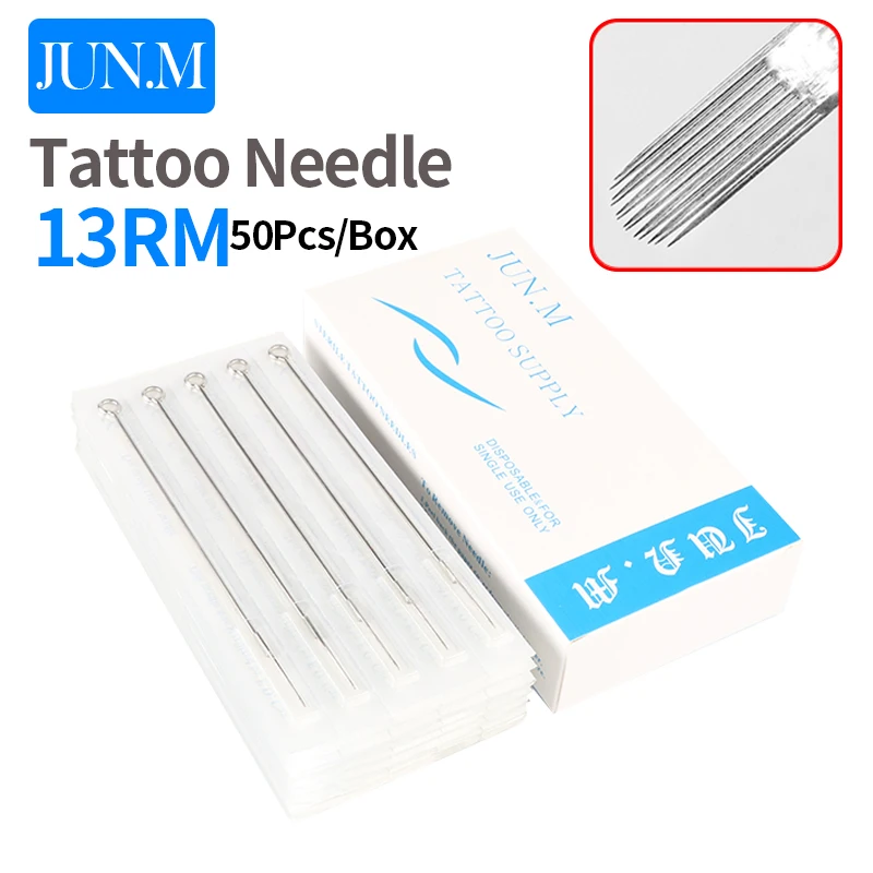 50PCS Professional Tattoo Needles 13RM Round Magnum Curved Tattoo