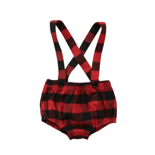 

New Newborn Kids Baby Girls Plaid Suspenders Brace Shorts Outfits Clothes Overalls for Girls