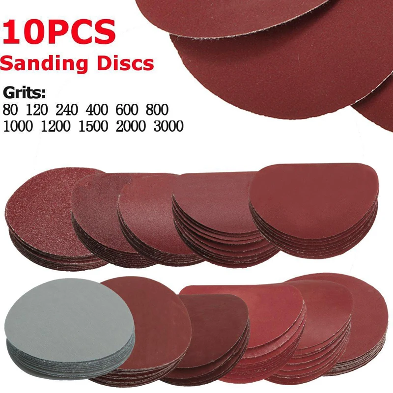 DWZ 10 шт. 3 дюйма 75 мм новый круглый шлифовальный полировка дисков Pad Sander paper Set 80-3000Grit