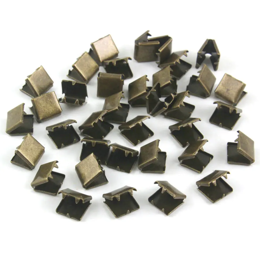 500 Pieces 8*8mm (5/16 inch) Antique Brass Flat Ribbon Clamp End Crimp