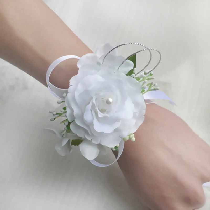 White bridesmaid corsage