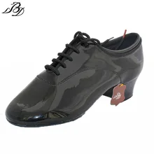 Dancesport BD Dance 417 Men Latin Dance Shoes split Sole Patent Practice Competition Dancing Shoe Improved Heel Ballroom Shoes