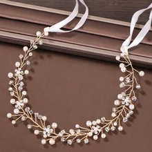 Роскошный Кристалл Свадебный ободок для невесты волос лоза жемчуг свадебные аксессуары для волос головной убор Женская корона для конкурса