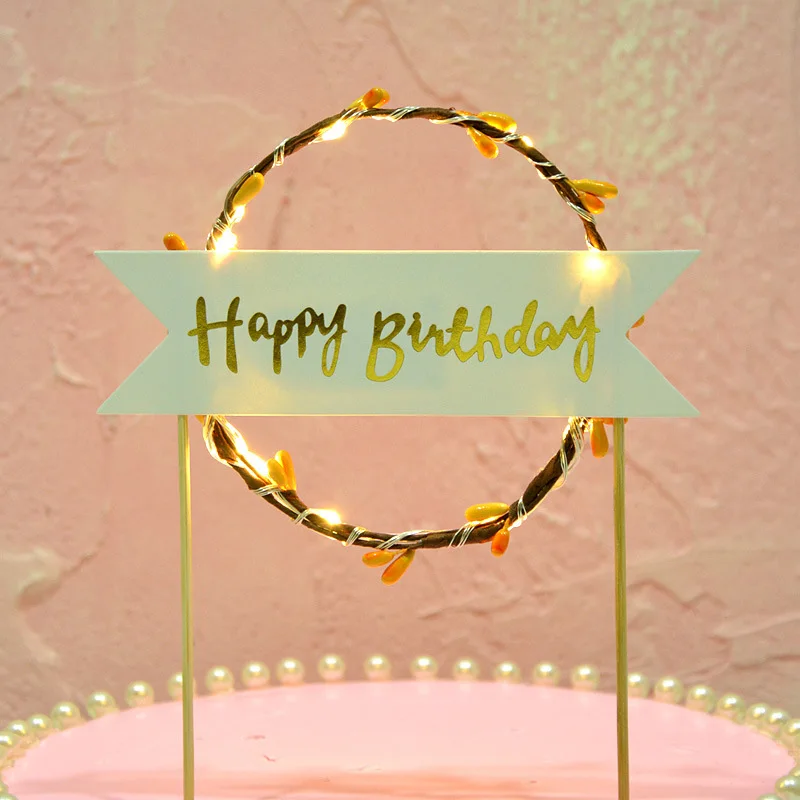 

LED Flower Cupcake Cake Toppers Baby Shower Girl For Happy Birthday Cake Topper Party Decoration Suppliers Cake Decorating Tools