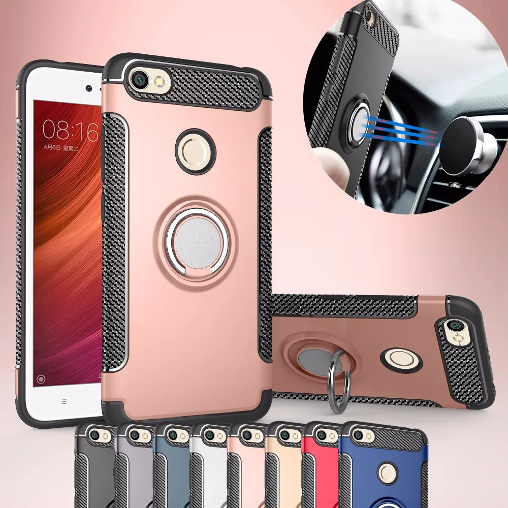 

For Xiaomi Redmi Note 3 4 4X 5 Plus 4 Prime 5A 3 3s 4 Pro Shockproof Hybrid Armor Phone Case Metal Ring Rugged TPU+PC Back Cover