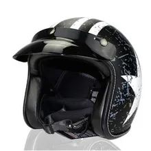 Harley Caschi 3/4 Moto Chopper Bike Casco Aperto del Viso Casco Moto D’epoca Nero S (55-56 centimetri) /XL (61-62 centimetri