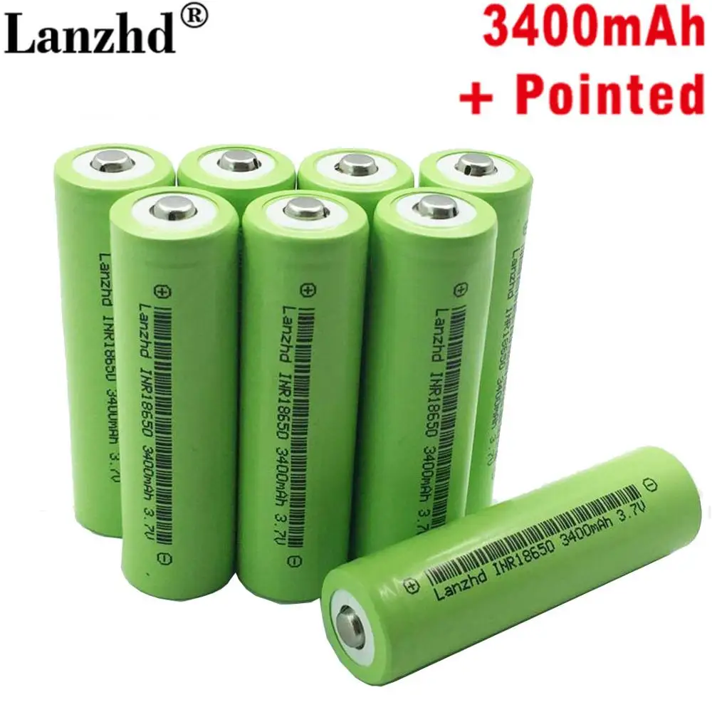 

8PCS New Pointed 18650 Battery 3.7v 3400mah Lithium li ion Batteries 18650 with Pointed For flashlight batteries
