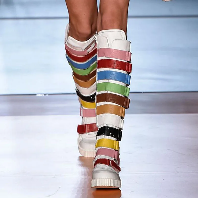 European-Fashion-belt-buckle-strappy-mixed-colors-flat-knee-high-women-boots-autumn-winter-thigh-high (12)