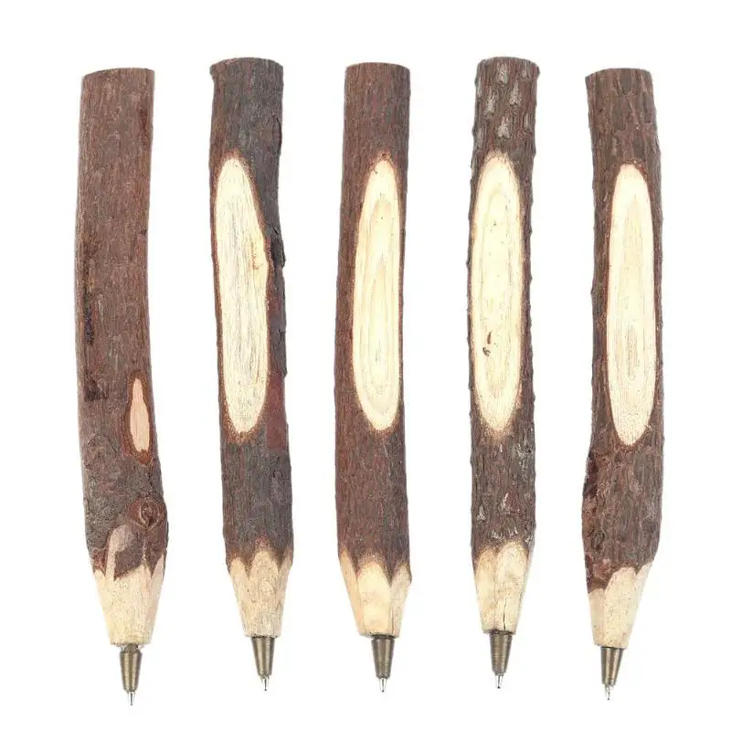 ALLOYSEED 5 шт./лот основной цвет шариковые ручки креативные дерево кора карандаш шариковые ручки милые Kawaii деревянные авторучки для подарка - Цвет: Ballpoint pen