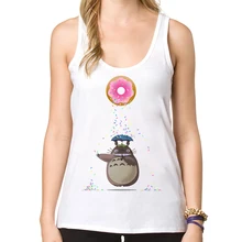 Лидер продаж г. пончик дождь Дизайн Женские топы Зонт Тоторо Печатный основной тонкий жилет для девочек милые Camisoles