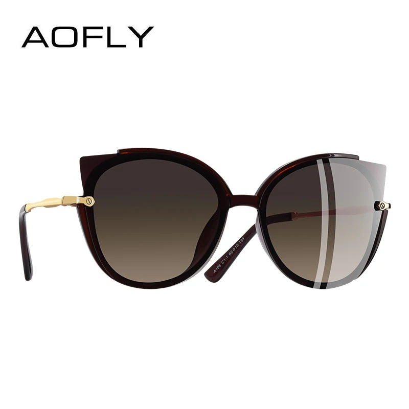 

AOFLY BRAND DESIGN Fashion Lady Polarized Sunglasses Women Unique Frame Cat Eye Sun Glasses Gafas UV400 A106