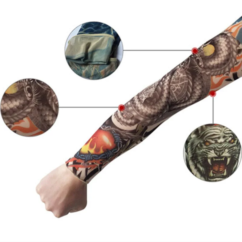 Оборудование для верховой езды Бесшовные татуировки рукава рука Мужчины Женщины Панк вечерние Солнцезащитные очки Велоспорт экскурсия Gongdom подобрать длинные оперные перчатки