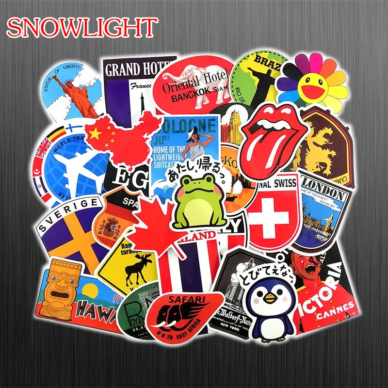 40PCS/Set Retro Style Travel Hotel Logo Hawaii Stickers For Travel Suitcase Notebook Computer Bike Sliding Car DIY Sticker