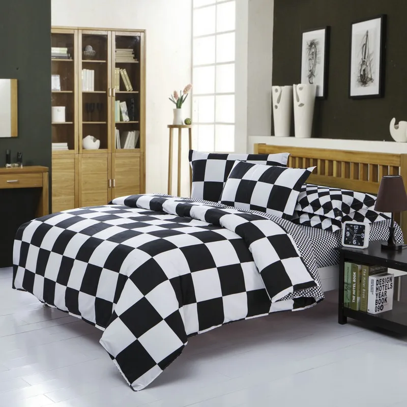 Classical Black And White Cotton Bedding Set Home Textile Bed