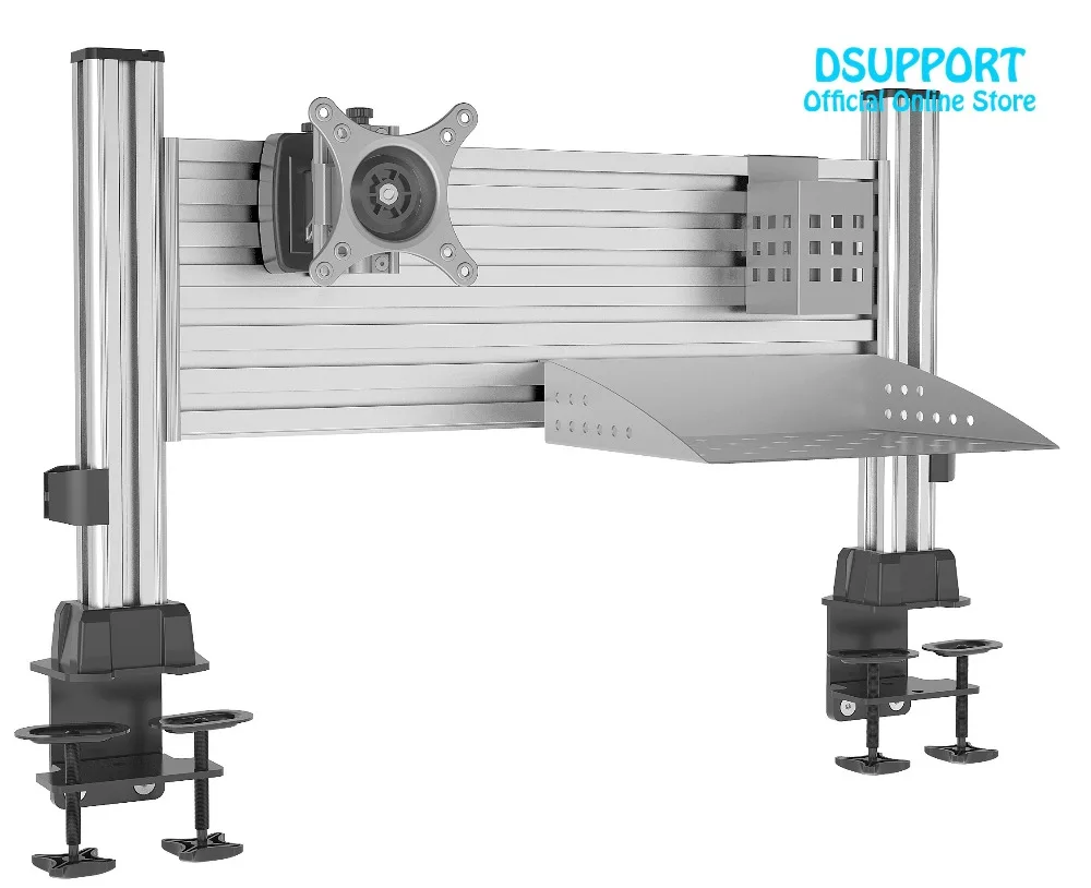 

2017 New Aluminum LCD Monitor Desk Mounts moveable Screen monitor desk mount with moveable book tray pen tools holder