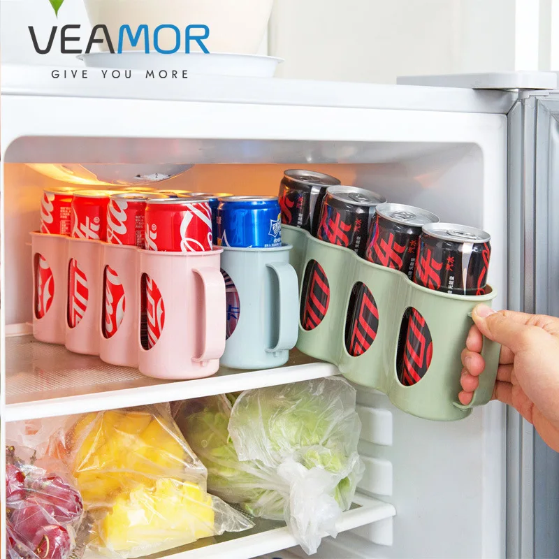 

VEAMOR Hot sale Refrigerator Storage Box Kitchen Accessories Space-saving 4 Cans Finishing Frame Storage Box Gadgets WB1393