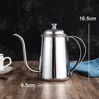 

650ML Stainless Steel Coffee Pot Gooseneck Spout Long Mouth Kettle Hand Punch Coffee Pots HFing
