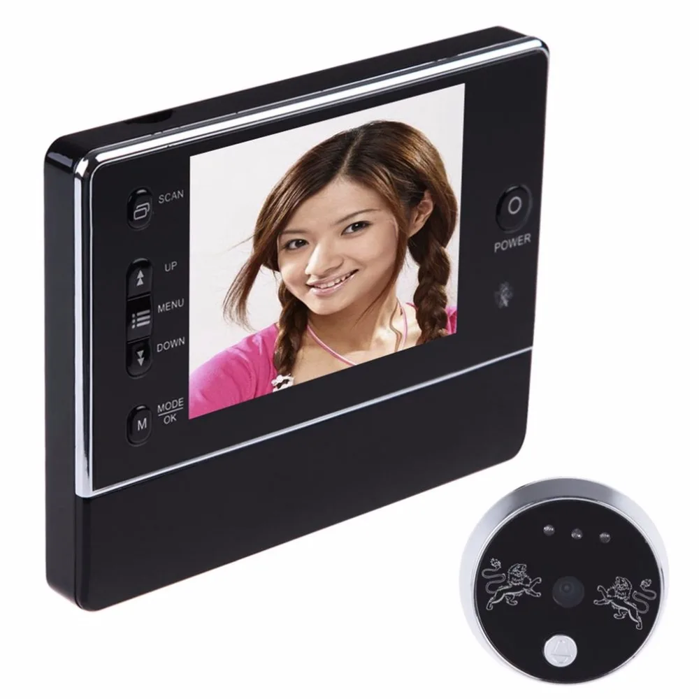 

3.5 inch LCD Digital Wireless Doorbell Peephole Viewer 120 Degrees Wide View Night Vision 3X Zoom Doorbell QR-02