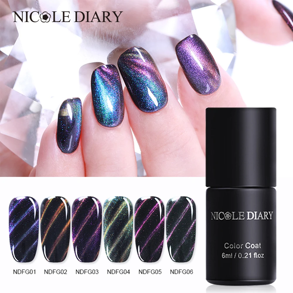 Магнитный Фэнтезийный Гель лак NICOLE DIARY 6 мл 5D кошачий глаз для дизайна ногтей