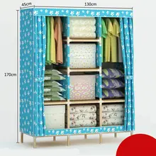 Solid wood Oxford Cloth Large Reinforcement Assembly Folding Wardrobe Closet Storage