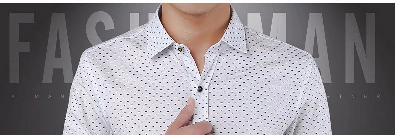 2019 Новая Осенняя модная брендовая мужская одежда Slim Fit Мужская рубашка с длинным рукавом мужская в горошек повседневная мужская рубашка