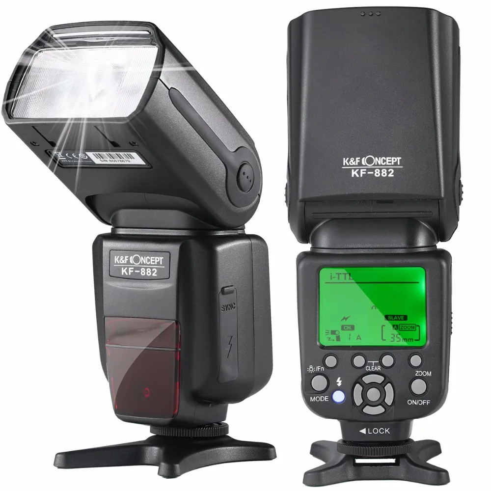 

K&F CONCEPT KF882 Wireless Flash Speedlite TTL HSS High Speed Sync 1/8000s Master Slave GN58 for Nikon Canon DSLR Camera