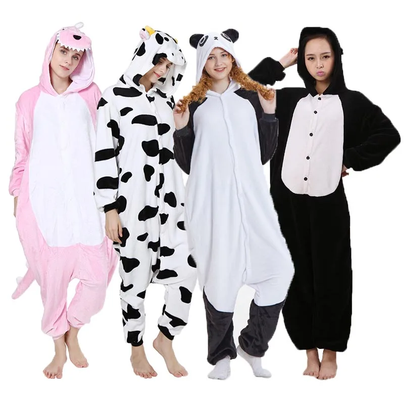 Unisex Cartoon Animal Halloween Pajamas Costume Cosplay Pyjamas Flannel