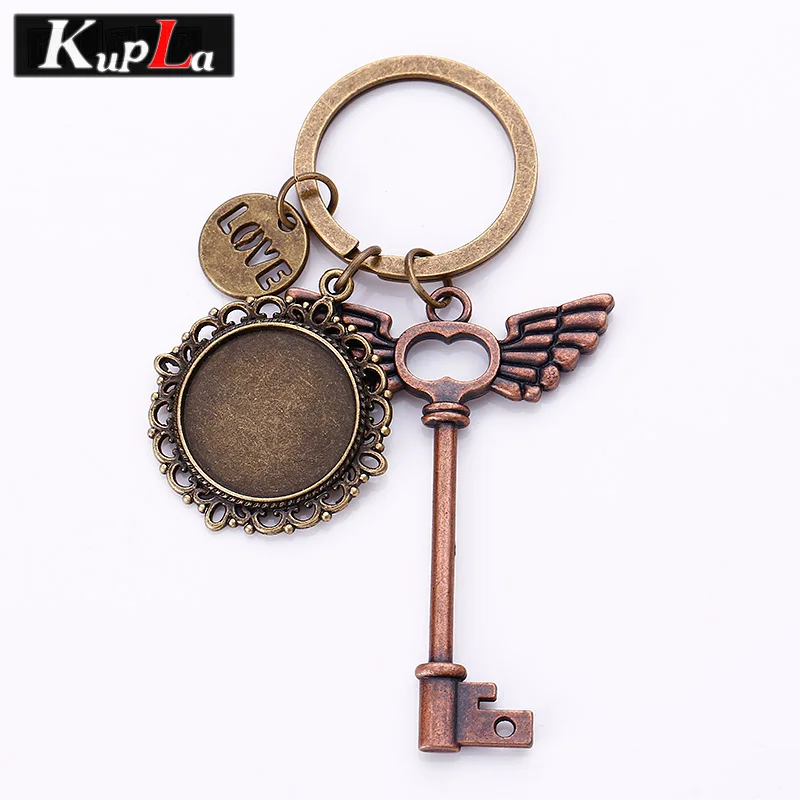 Винтажные брелки для ключей с крыльями, 20 мм, круглые брелки для ...