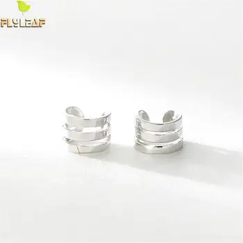 

Flyleaf 100% 925 Sterling Silver Smooth Geometric Line Clip Earrings Without Piercing For Women Simple Fashion Party Jewelry