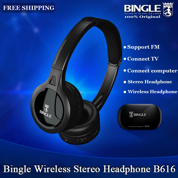 Original Bingle B616 Multifunction Stereo Wireless Headset Headphones With Microphone FM Radio For MP3 PC TV