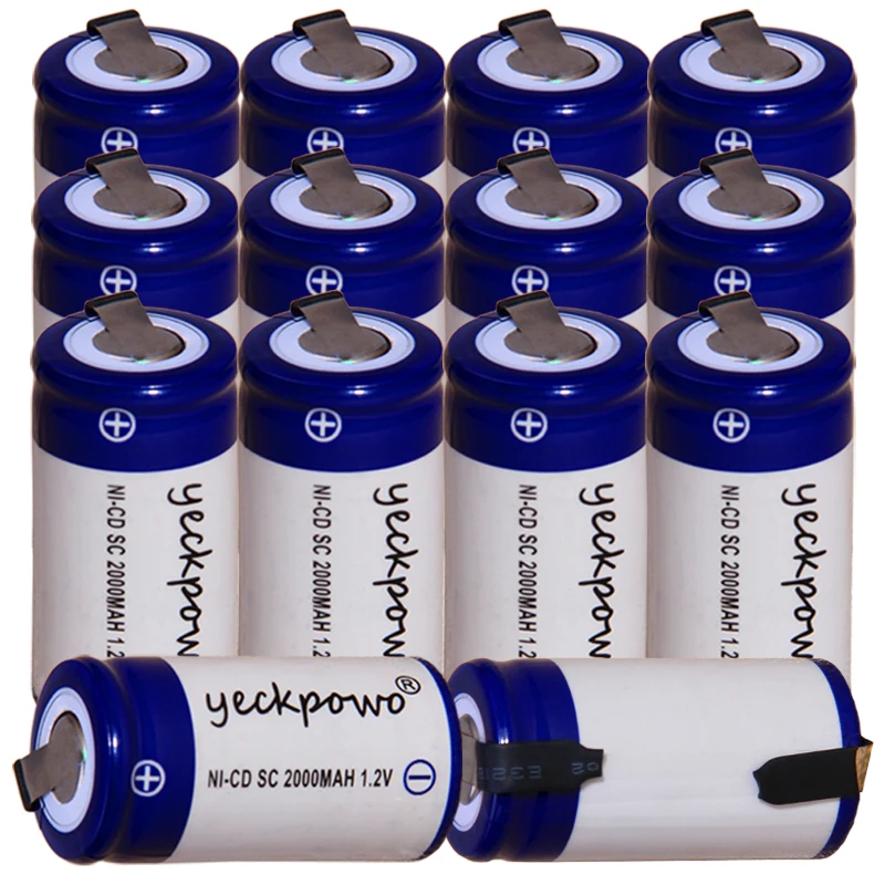 

yeckpowo 14 pieces SC battery 1,2v batteries nicd rechargeable for power tools 2000mAh for drill screwdriver real capacity