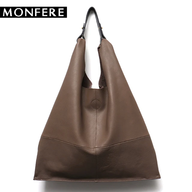 Monfere Casual Women Hobo Bag Soft Genuine Cow Leather Fashion Monfere Casual Women Hobo Bag Soft Genuine Cow Leather Fashion Shoulder Bags Female Large Tote Bucket