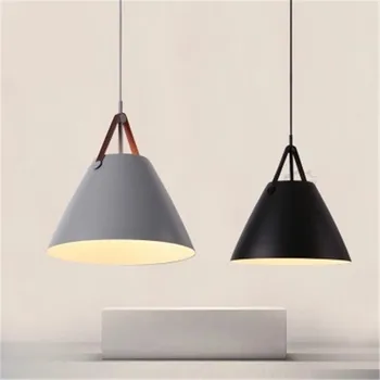 

Nordic Minimalist Cone Wrought Iron Pendant Lights Creative Warm Bedroom Dinner Restaurant Bar Belt Indoor Lighting