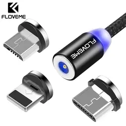 FLOVEME магнитная зарядка Магнитный зарядный кабель Micro usb type C Lighting Cable 2A Быстрая зарядка USBC/type-C провод для iPhone samsung кабель магнитный кабель