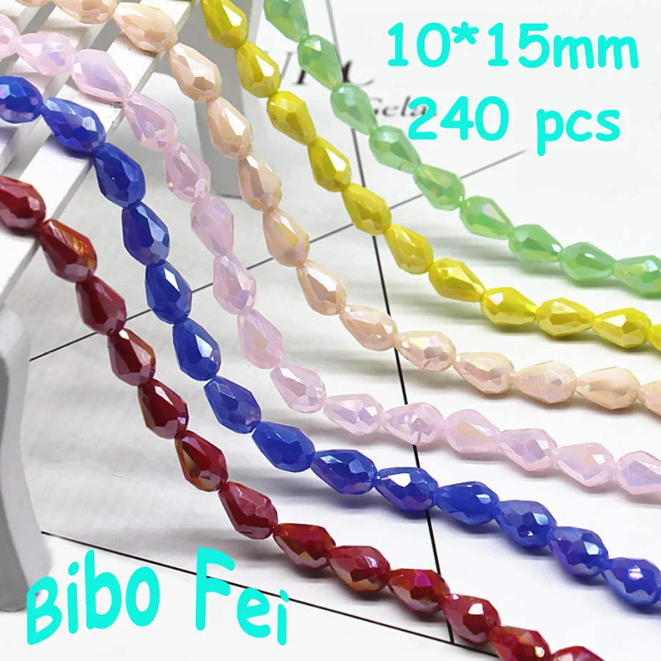 Free shipping multi color 10*15mm 240PCS Czech crystal beads Tear Drop Crystal Pendant Beads bracelet necklace Jewelry Making | Украшения и