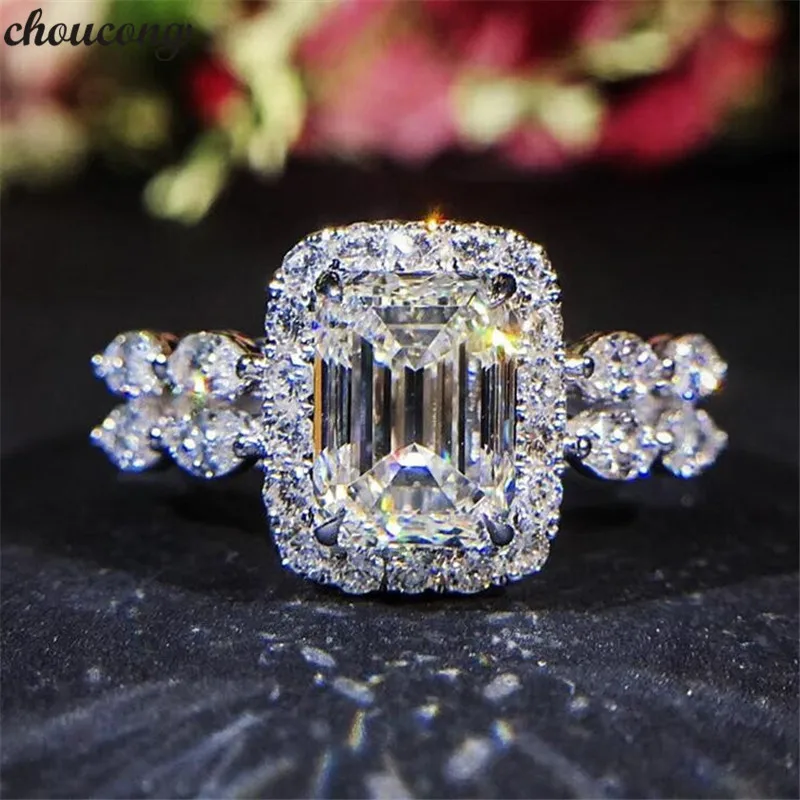 Choucong, сверкающее кольцо, 925 пробы, серебро, 2ct, AAAAA, циркон, cz, обручальное кольцо, кольца для женщин, вечерние ювелирные изделия