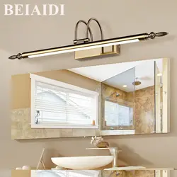 BEIAIDI 9 Вт Морден акриловые зеркало свет Анти-туман Ретро Бронзовый Кабинет косметическое зеркало, лампа зеркало света для отель Restuarant
