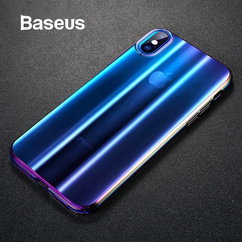 

Baseus Luxury Aurora Case For iPhone Xs Xs Max XR 2018 Fashion Gradient Hard Plastic Case For iPhone Xs Back Phone Cover