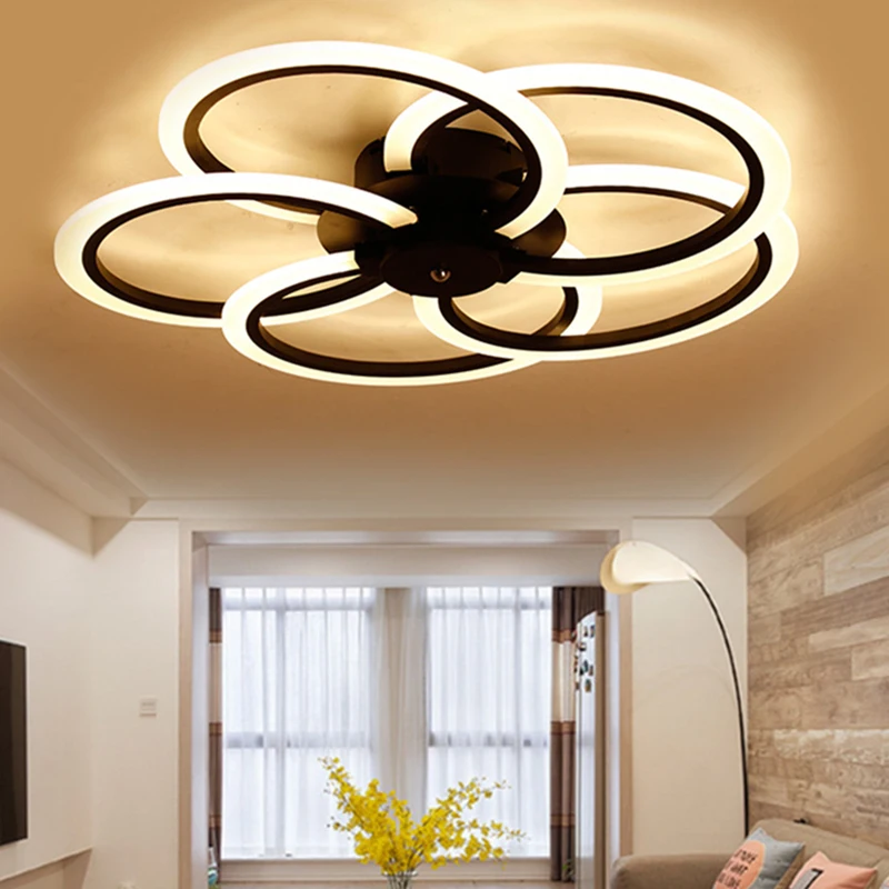 

New Modern LED Ceiling Light Living Room Bedroom White Black Aluminum Round LED Ceiling Lamp lamparas de techo