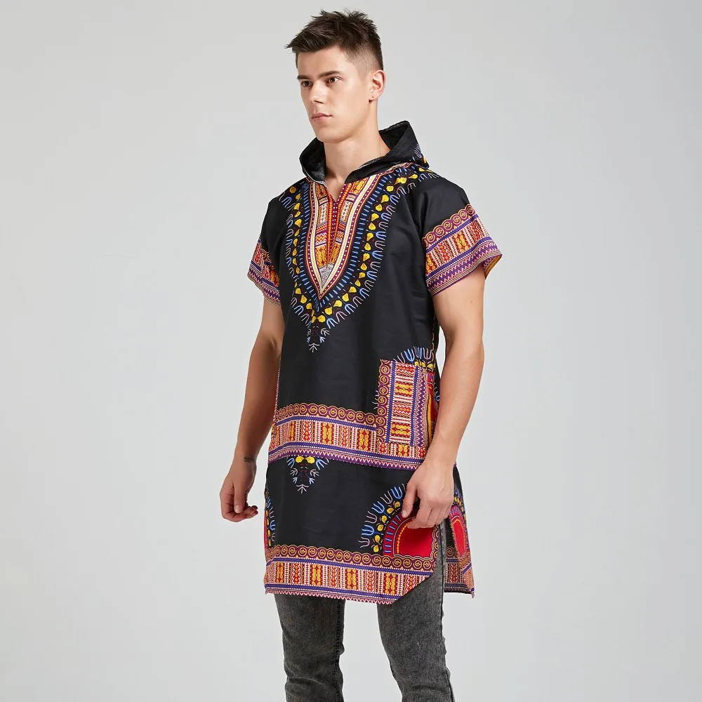 

100% Cotton Unisex Dashiki Africa Clothing Print Loose Shirt Hoodies Traditional Hipster African T-shirt Tribal Ethnic Top