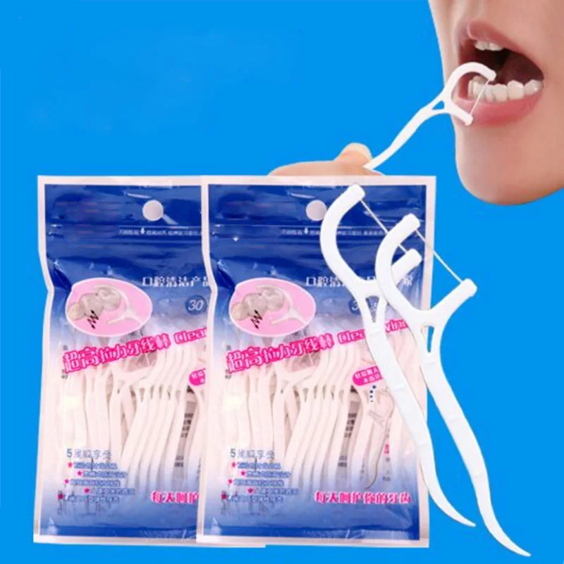 

Teeth Care Cleaner Portable Plastic Dental Floss Sticks Teeth Cleaning Tool 30Pcs Interdental Brush
