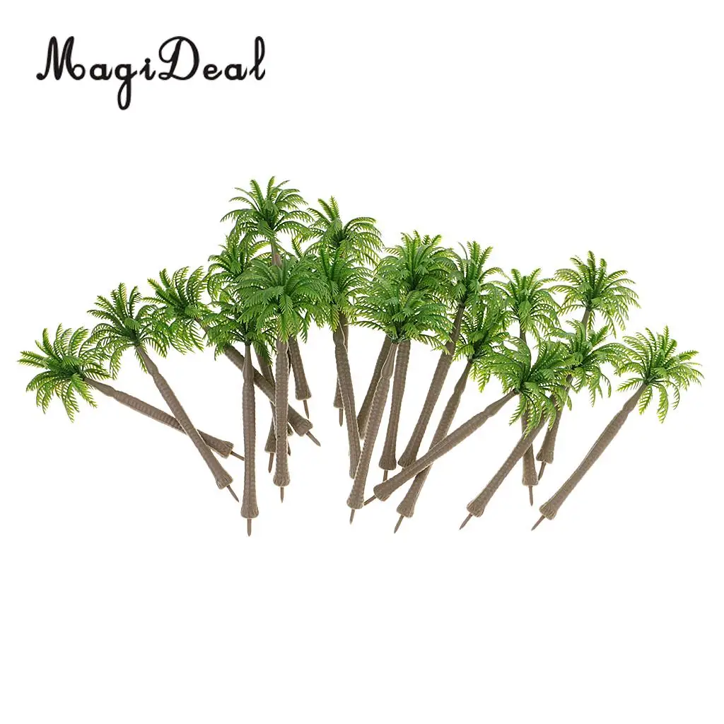 Simulation 20Pcs 1/250 Scale Coconut Tree Model for Garden Park Model Building Scenery Diorama Layout Home Office Desk Decor
