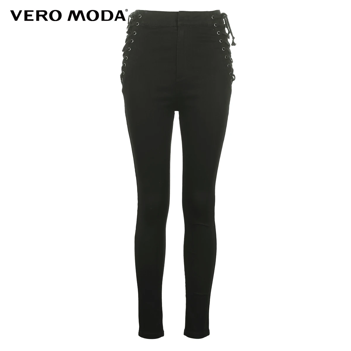 Vero Moda новые женские уличные стильные на шнуровке с высокой талией облегающие укороченные джинсы | 318349562